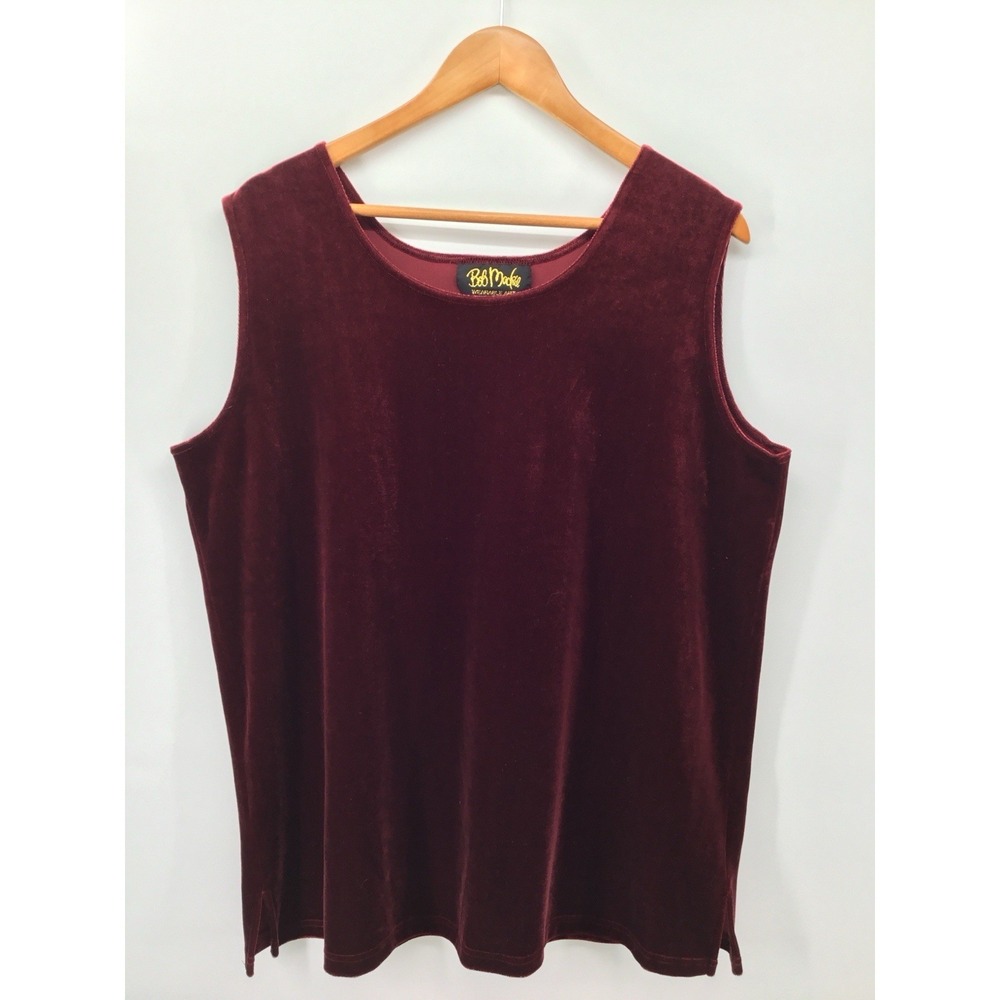 Bob Mackie Red Velvet Top Sz XL Glam Art to Wear Holiday Whimsigoth Blouse FF23